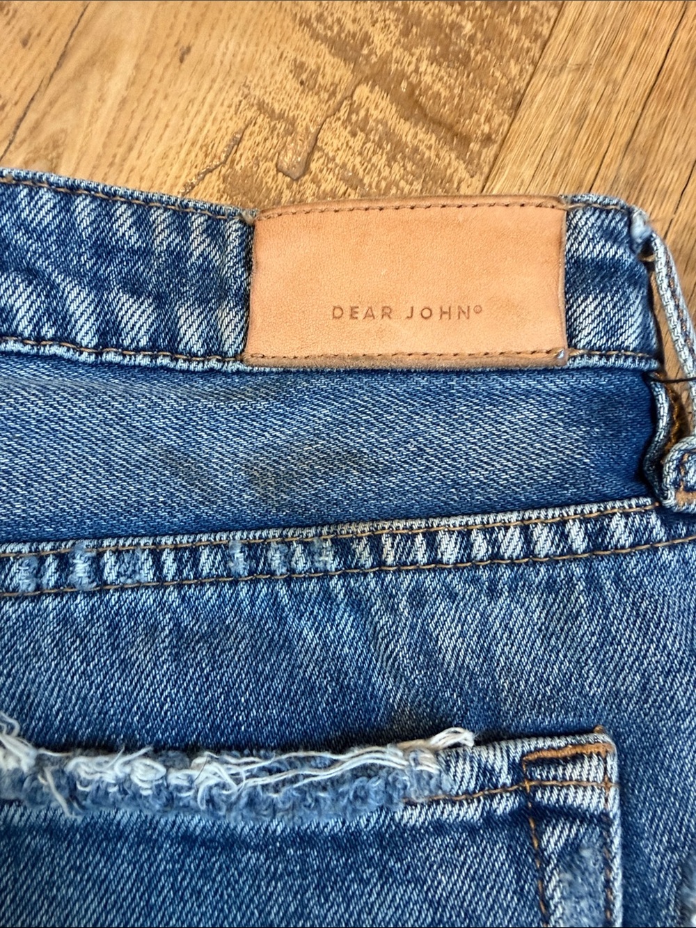 Dear John Distressed Denim Shorts with Frayed Hem - Picture 4 of 5